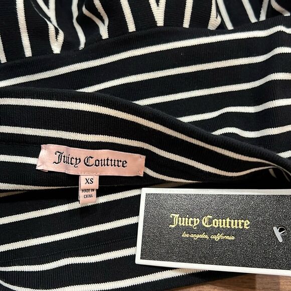 Juicy Couture NWT Flounce Mini Skirt Black White Striped Fit & Flare Knit XS - Picture 5 of 6